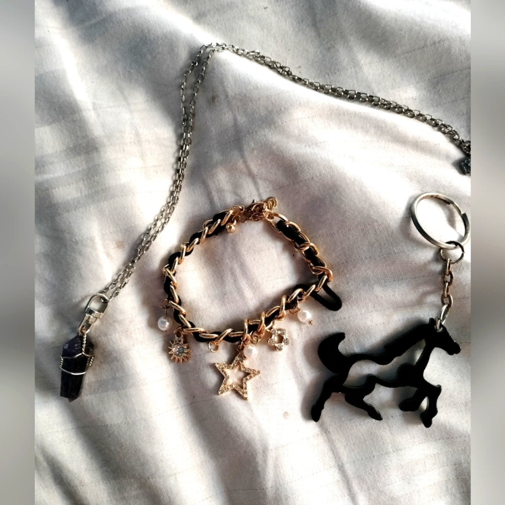 Women's jewelry/accessories bundle -necklace, bracelet and keychain/bottle opene
